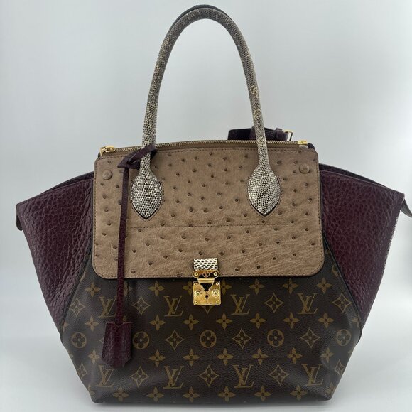 Louis Vuitton Exotic Ostrich Lizard Majestueux Tote MM Bordeaux - Picture 1 of 9